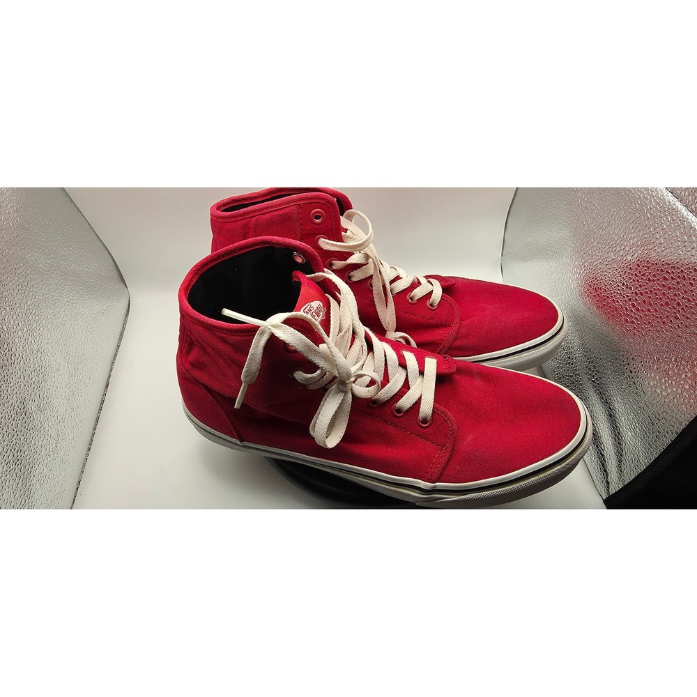 Vans High Top Sneakers Red Canvas Skate Shoes Mens 9.5 Women 11 TB4R